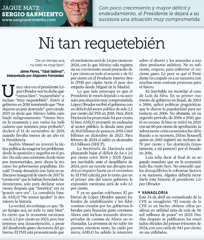 López Obrador quemó los fondos de estabilización y los fideicomisos. Poco crecimiento, mayor déficit y endeudamiento. Ahora está tomando ahorros privados. La promesa de no subir impuestos, mientras tanto, ha caído por tierra. @SergioSarmiento
