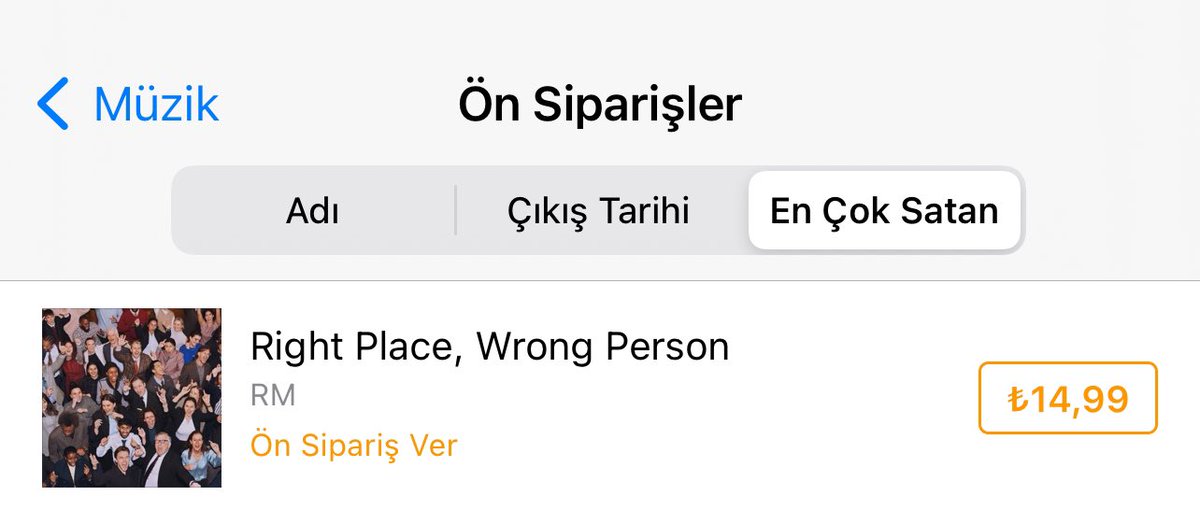 [ 🇹🇷 ] RM’in yeni albümü 'Right Place Wrong Person' şu anda Türkiye iTunes listesinde en çok ön sipariş satan albüm konumunda! #RightPlaceWrongPerson #ComeBackToMe #RM
