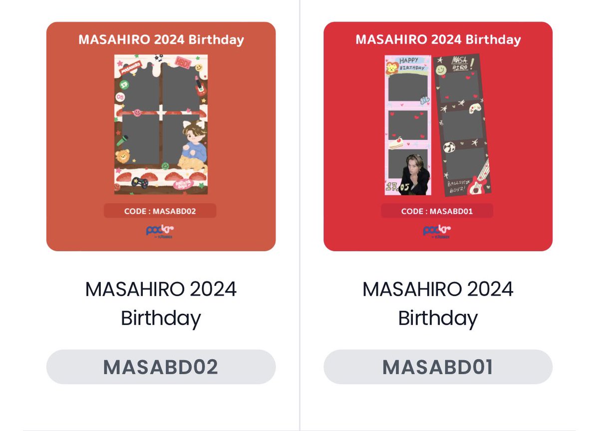 * ͙🦁 Photobooth #HAPPYMASADAY2024 🎸Today onwards ♡ pockr by flashback ◡̎ CODE:MASABD01 & MASABD02 🦋♡ ⃗ more details in mention thank you so masa💚🙏🏼