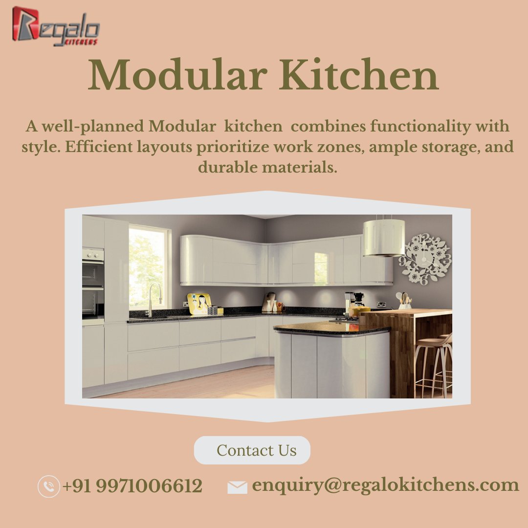 Modular Kitchen 

A modular kitchen is a modern concept that maximizes efficiency and space in the cooking area. 
#regalokitchens #kitchendesign #modularkitchen
regalokitchens.com