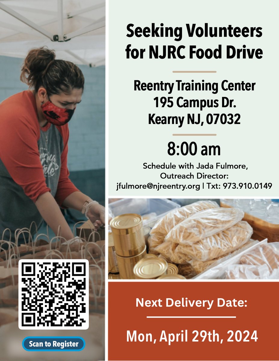 Today, April 29th, NJRC volunteers source separate & prep food packages for Food Distribution. NJRC food drives are opportunities for our Ambassadors, Business Partners, & Participants to give back & support those in need. Contact Jada Fulmore: jfulmore@njreentry.org.