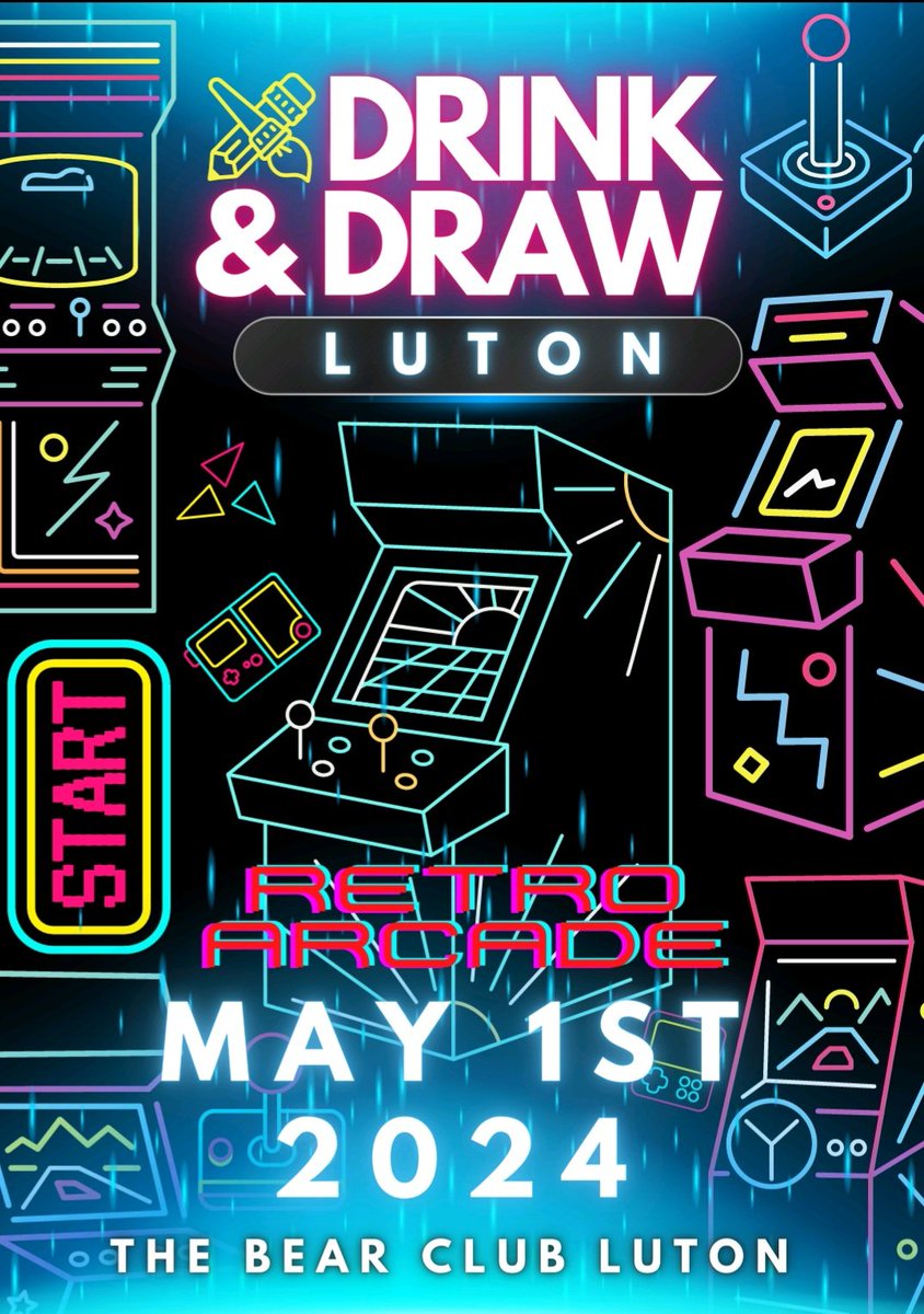 Drink & Draw Luton returns to The Bear Club this Wednesday night. Enjoy creating and sketching hosted by Karl Brown, with this months theme being Retro Arcade. Create your own Art and join Luton's fastest growing creative community. Book today via our website.