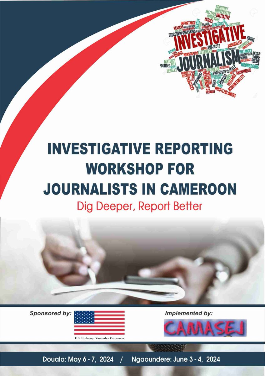 The First Phase of our Investigative Reporting Workshop for Journalists in ,#Cameroon will hold in Dla from May 6-7, 2024. The workshop is powered by the American Embassy in #Cameroom