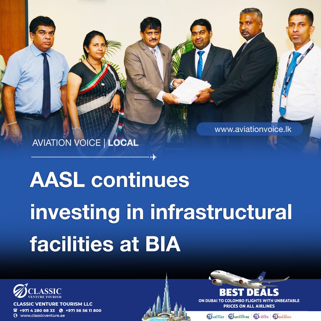 Airport & Aviation Services (SL) Pvt. Ltd. (AASL) announced that a project worth Rs.852 million to upgrade the departure baggage makeup facility has been awarded to one of the leading professional and ISO-certified baggage service providers in Sri Lanka, MSN Engineering Pvt. Ltd.