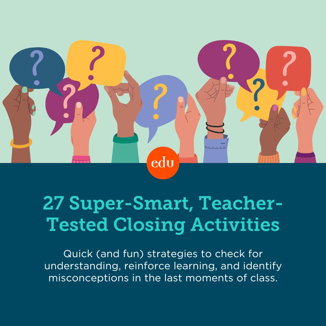 Just 5 minutes can have a big impact on students’ understanding. Try setting aside some time at the end of a class period for these educator-tested closing activities. 💯 ⏰ edut.to/4aj8wC4