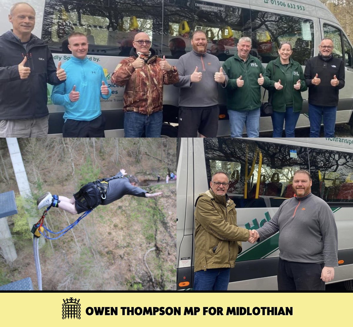 🤳Some more pictures from this weekends Bungee Jump at Killiecrankie to raise money for @TransportHc.

🥰A massive well done to all 7 of us who took part raising over £2500 for the outings that HcL Transport run for their service users every year.

#highlandflingbungee