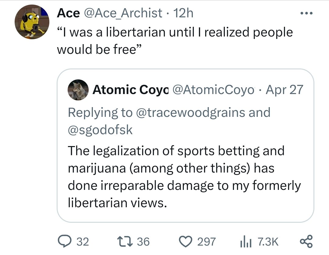 jeremykauffman's tweet image. Is there a libertarian solution to addiction besides people selecting themselves out of the gene pool?

One idea is allowing addicts to contractually bind themselves to a church or institution that would restrict their behavior, but even libertarians tend to not like that one.