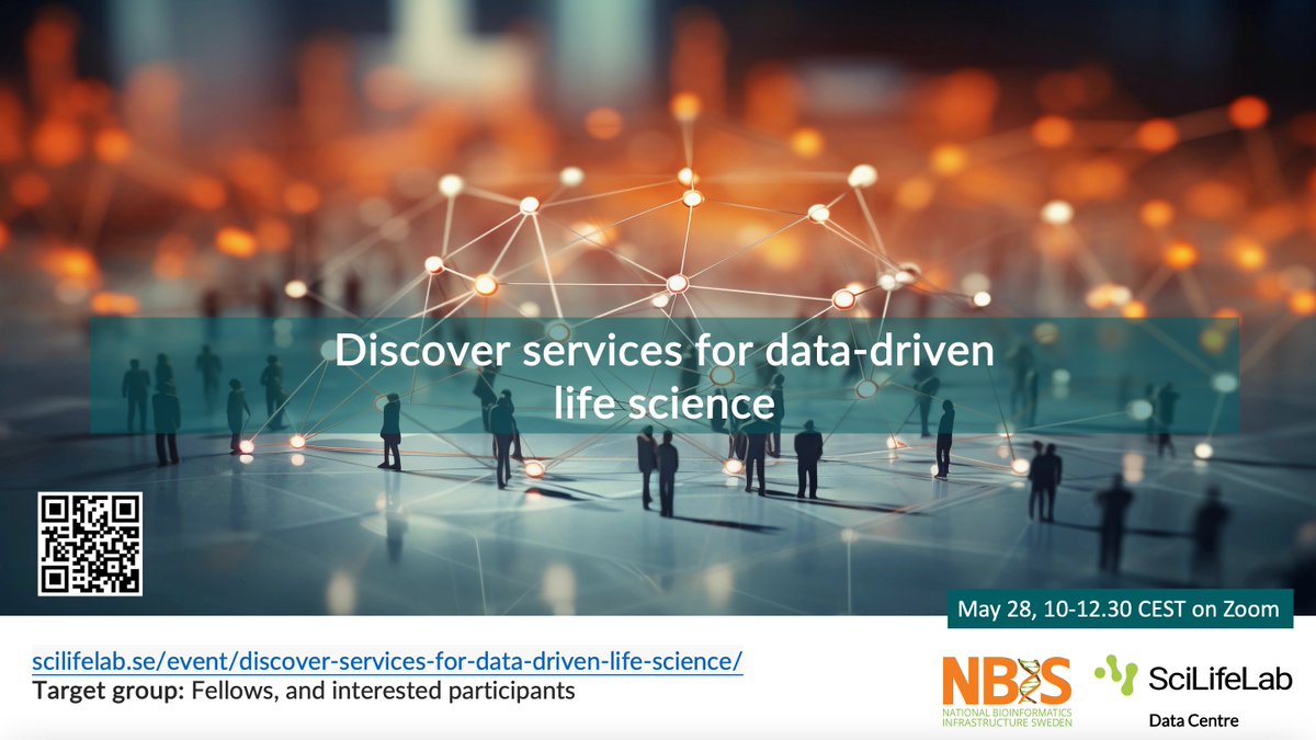 Welcome to join @SciLifeLab_DC for “Discover services for data-driven life science“ - an overview of #datadriven services, tools, & support aimed at the fellows community. 🗓️May 28, 10-12.30 (Zoom) Register: scilifelab.se/event/discover… @scilifelab