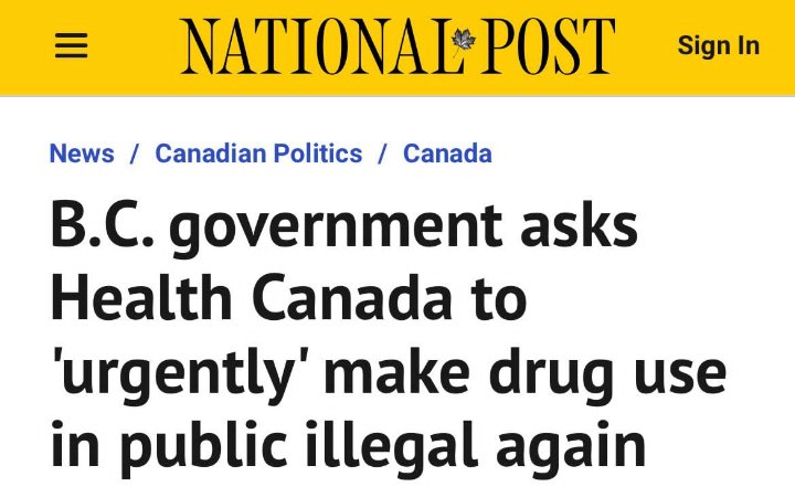 'decriminalization' is an exemption under secret 56(1) of the Controlled Drugs and Substances Act so that adults in possession of 2.5g or less of certain drugs are not subject to criminal charges AND HAS NOTHING TO WITH PUBLIC DRUG USE WHICH IS NOT PROHIBITED BY THE ACT,