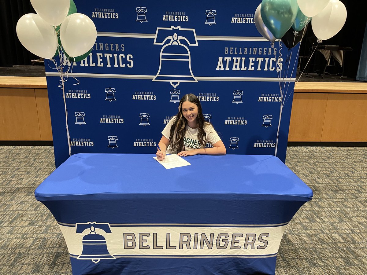 Senior Bella Buccheri signing her scholarship papers to become a member of the cheerleading team at Wagner College. Congratulations Bella! We are all proud of you. Bellringer for life!