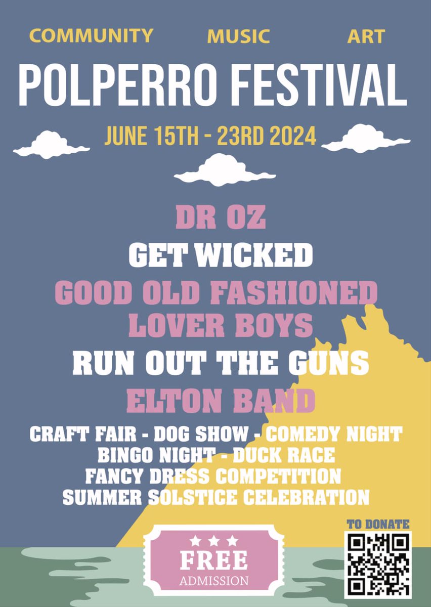 We're looking forward to playing Polperro Festival on Saturday 22nd June! There will be plenty of songs, tunes and shanties to get you up singing and dancing 🎻#ROTG #Runouttheguns #irishmusic #livemusic #EnjoyTheCraic #polperrocornwall