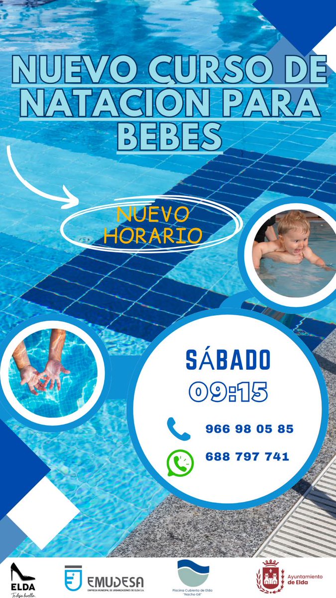 ELDA_PISCINA's tweet image. 📷Tenemos una gran noticia 📷
Se ha creado un nuevo grupo para el curso de natación para bebés 📷
📷Pregunta en recepción y no te quedes sin tu plaza 📷
#Elda #AyuntamientodeElda #DeporteElda #Natación #Bebés #Emudesa