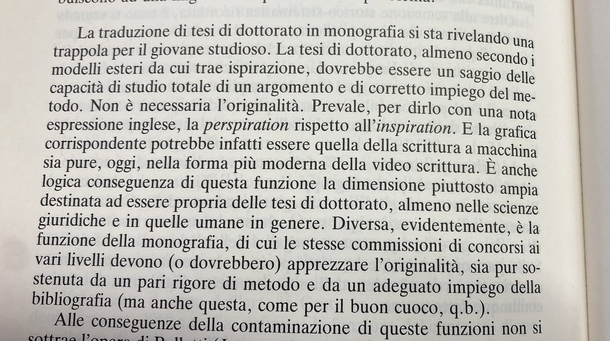 'La traduzione di tesi di dottorato in monografia si sta rivelando una trappola per il giovane studioso'. Così Gino Giugni nel 1992