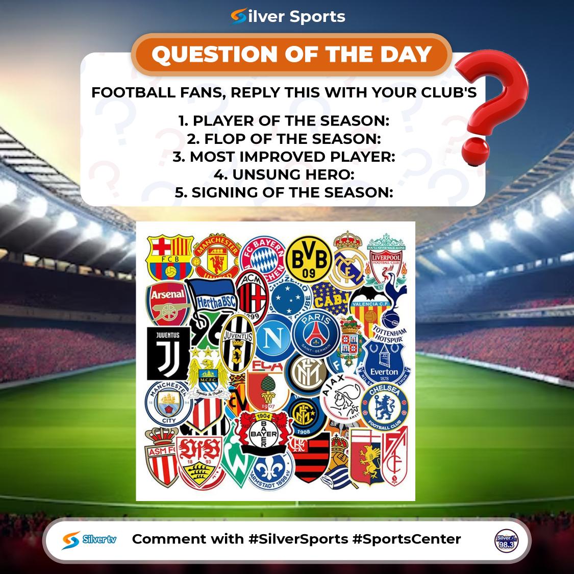 QUESTION OF THE DAY! Football fans, reply this with your club's 🏆 Player of the Season: ❌ Flop of the Season: 💪 Most Improved Player: 👏 Unsung Hero: 👕 Signing of the Season: Reply with #SportsCenter for validation