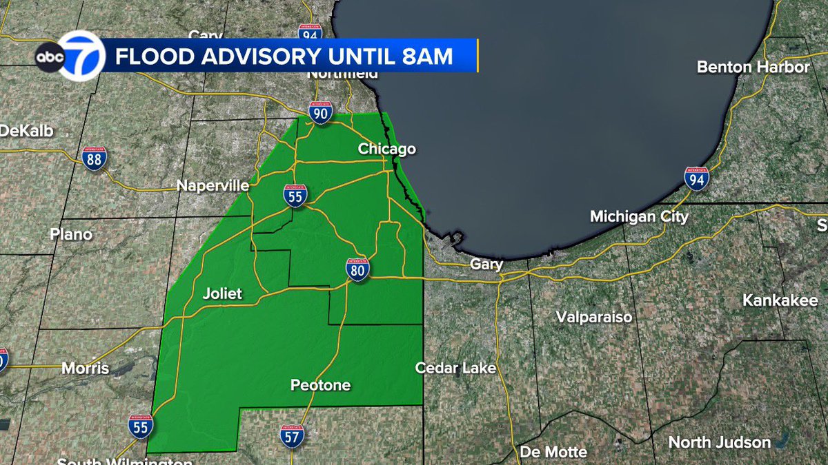 FLOOD ADVISORY AROUND #CHICAGO until 8am. Watch for areas with poor drainage!