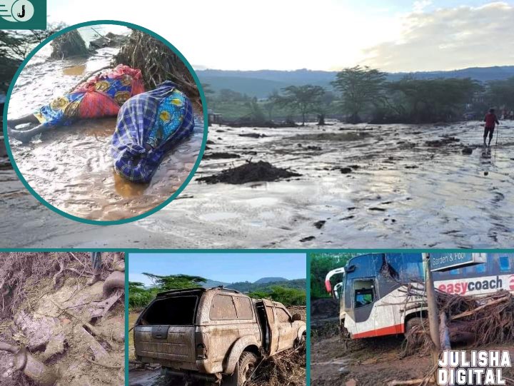 NEWS UPDATE Old Kijabe dam burst banks, flash floods swept through Mai Mahiu, Naivasha sub-county, Nakuru county. In the wake, flash floods found unsuspecting Kenyans, sinking homes with residents and sweeping Easy Coach bus, cargo trucks and personal cars which were on the…