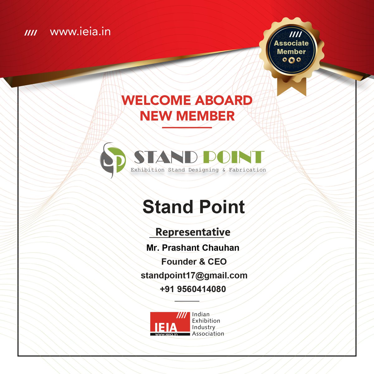 #IEIA welcomes aboard New Associate Member: Stand Point For more details: standpointexhibition.in ♦Be an IEIA member today! Join Now!! lnkd.in/gejg-Jh #StandPoint #WelcomeAboard #WelcomeAboardNewMember #IndianExhibitionIndustryAssociation #IEIA