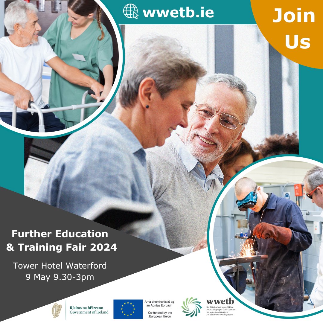 Want to remain in county #Waterford and work towards a qualification or new career? Want to hear more about Further Education and Training (FET) options that might suit you? 
Then you need to visit #WWETB at the Tower Hotel on Thursday 9 May for our #FETFair from 9.30am to 3pm.