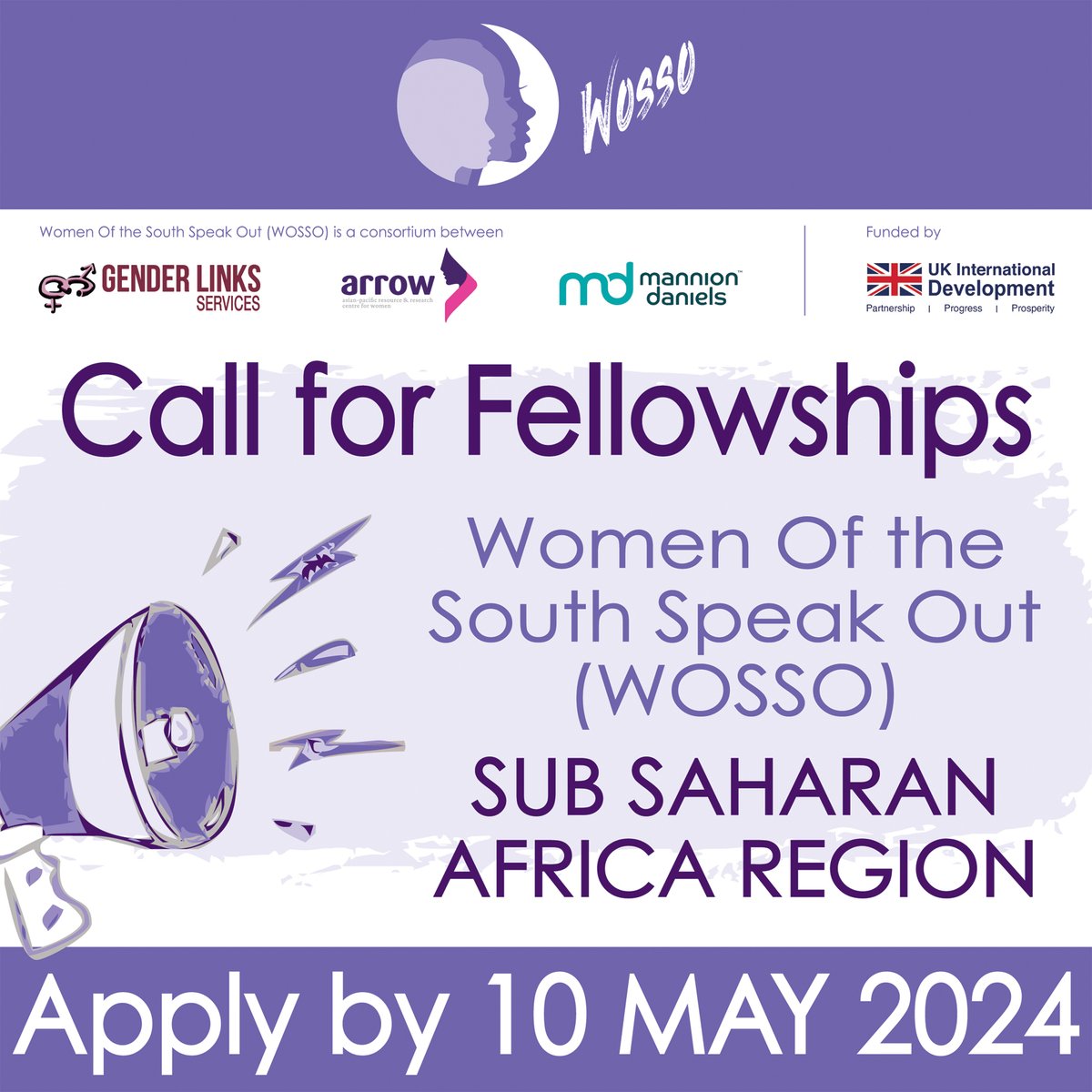 Are you passionate about women's rights and aged 18-35 years? Are you linked to a women's rights organisation or network in Sub-Saharan Africa? If yes, then click the link to apply by midnight 10 May 2024 South African Standard Time (SAST). wosso.grantplatform.com