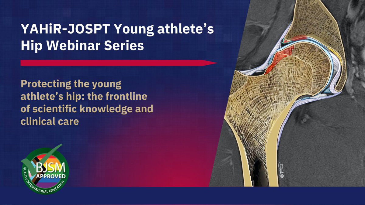 🚨 'Hip OA in the Athlete' is THIS WEEK! #NotToBeMissed Have you registered? 🔗 bit.ly/3UwK9LY The next in the YAHiR-JOSPT Young Athlete's Hip Mini Webinar Series! 🙌 ✅ BJSM Approved 👏 Presented by @LaTrobeSEM @JOSPT @YAHiRCollab