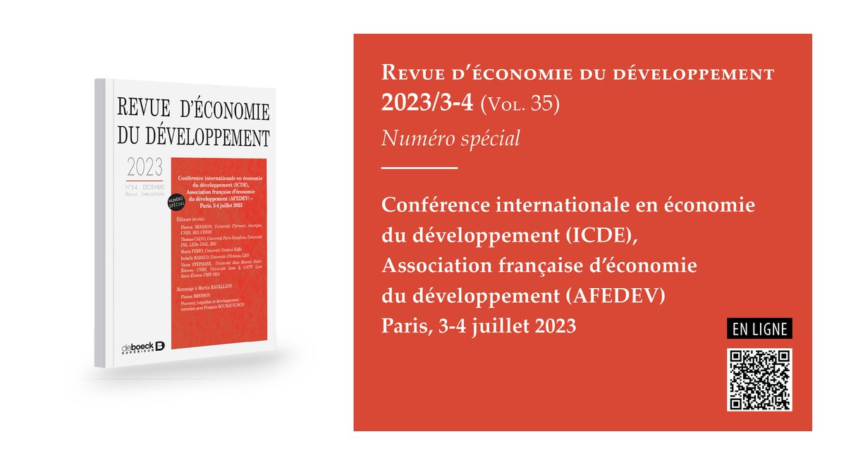 📕 RED | Le dernier numéro de la Revue d'économie du développement est en ligne ! 👉 Retrouvez l'intégralité des articles sur Cairn.info : cairn.info/revue-d-econom… 🏷#AFEDEV #ICDE2023