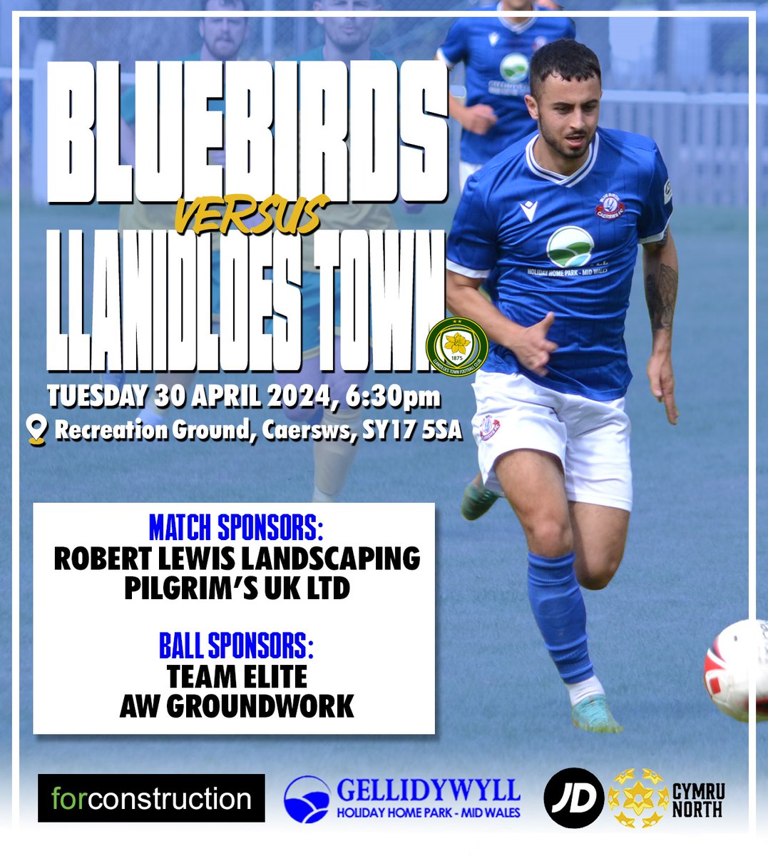 It's our final game of the season as we host local rivals @LlaniTownfc this Tuesday night with a early kick off 6.30pm 🔵⚪️🔵