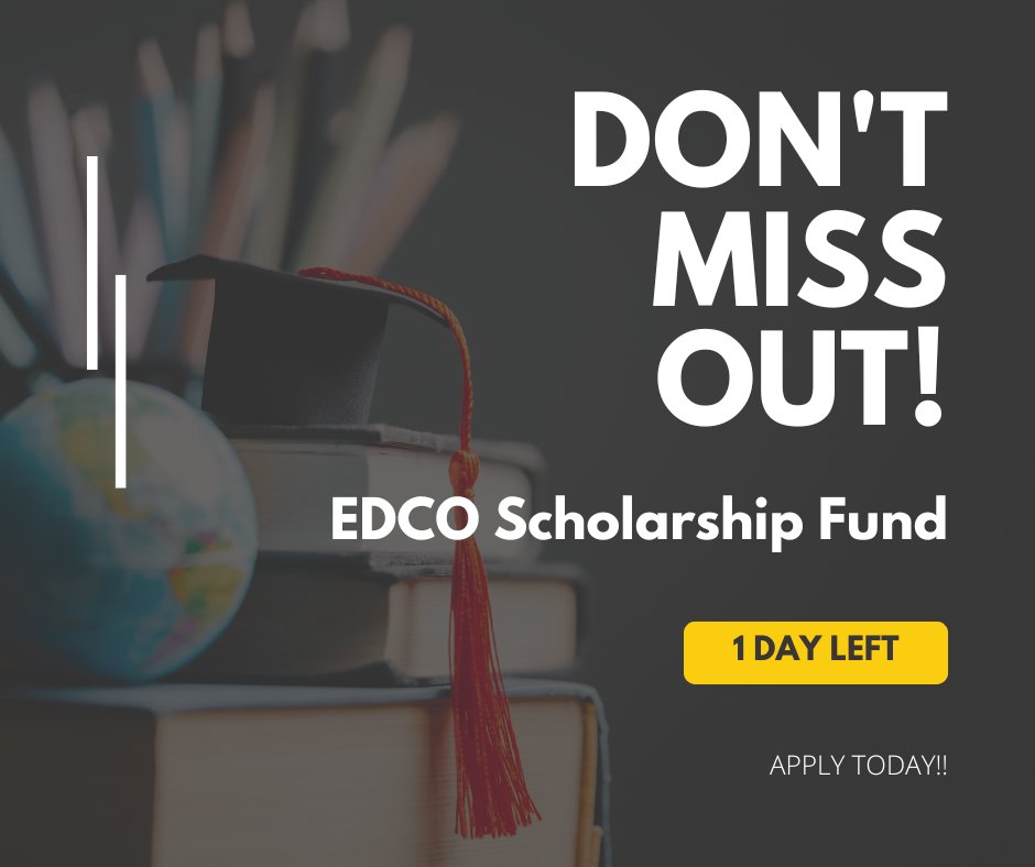 ONE DAY LEFT TO APPLY! Don't miss your chance for professional development funding. Apply for one of four categories in EDCO Scholarship Fund. Deadline tomorrow April 30th! edco.on.ca/page-18101 #EDCO #EDCO2024 #Scholarship