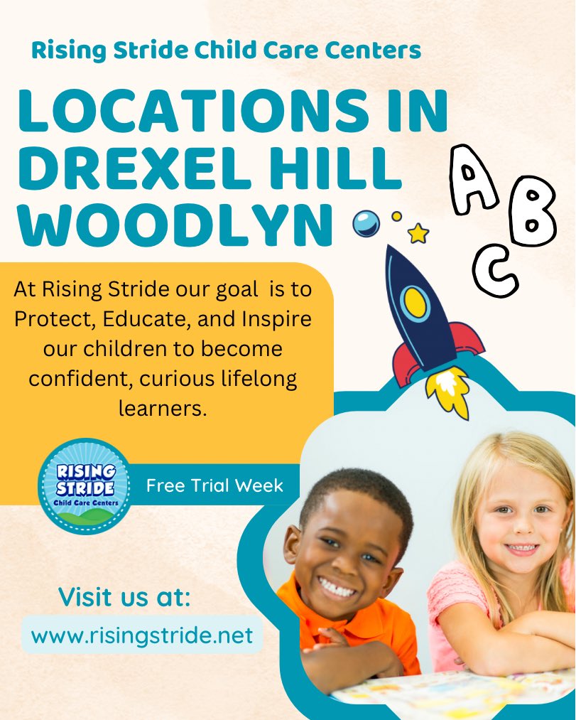 Smiles, laughter, and endless fun await your child at Rising Stride.
Enroll today for a brighter tomorrow! at risingstride.net  #childcare #childcarecenter #preschool #learning #learnandgrow #delcopa