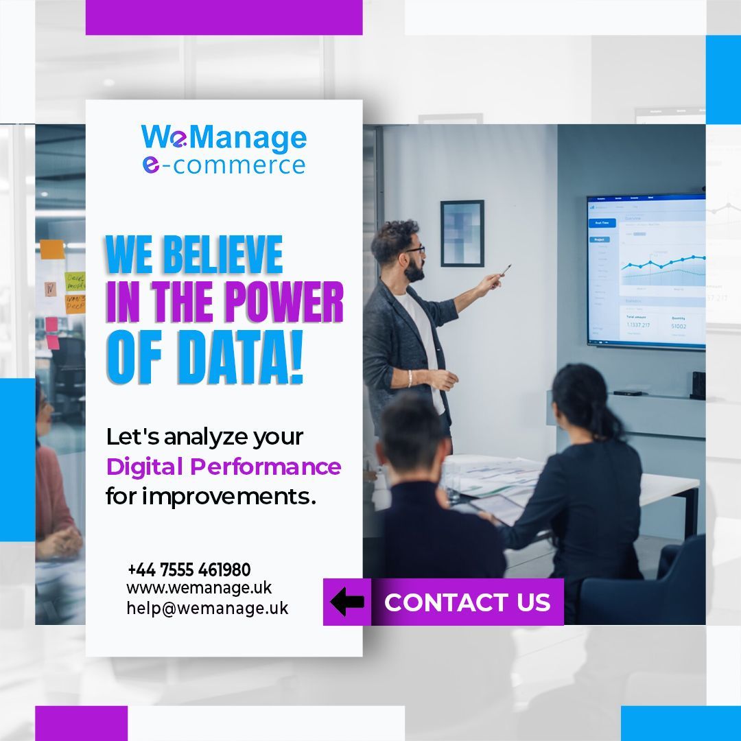 We believe in the power of data!
Let's analyze your digital performance for improvements.
Contact Us At :
wemanage.uk
.
#digitalperformance #dataanalysis #performancemetrics