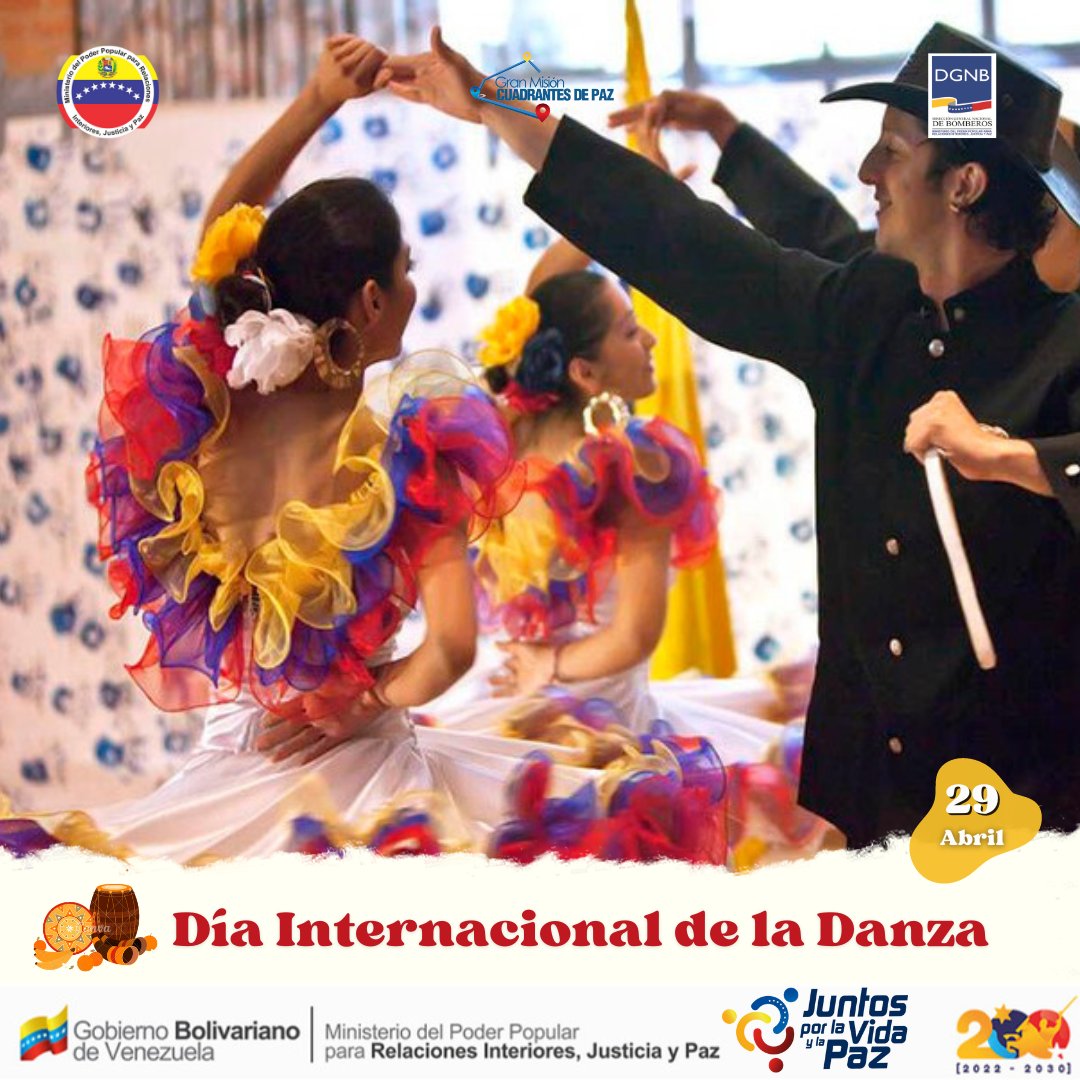 #29Abr El Día Internacional de la Danza se celebra el 29 de abril desde que fue establecido por la UNESCO en 1982, con el objetivo de fomentar la participación en la danza y resaltar su importancia en la sensibilidad, la expresión y el goce humano.