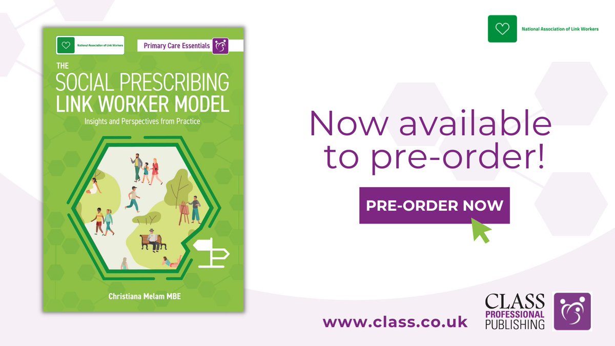 The Social Prescribing Link Worker Model by @Christy_Melam is now available to pre-order! 📗 This book acts as a catalyst for meaningful dialogue, understanding and progress as the field of #socialprescribing continues to evolve. Pre-order your copy here:…