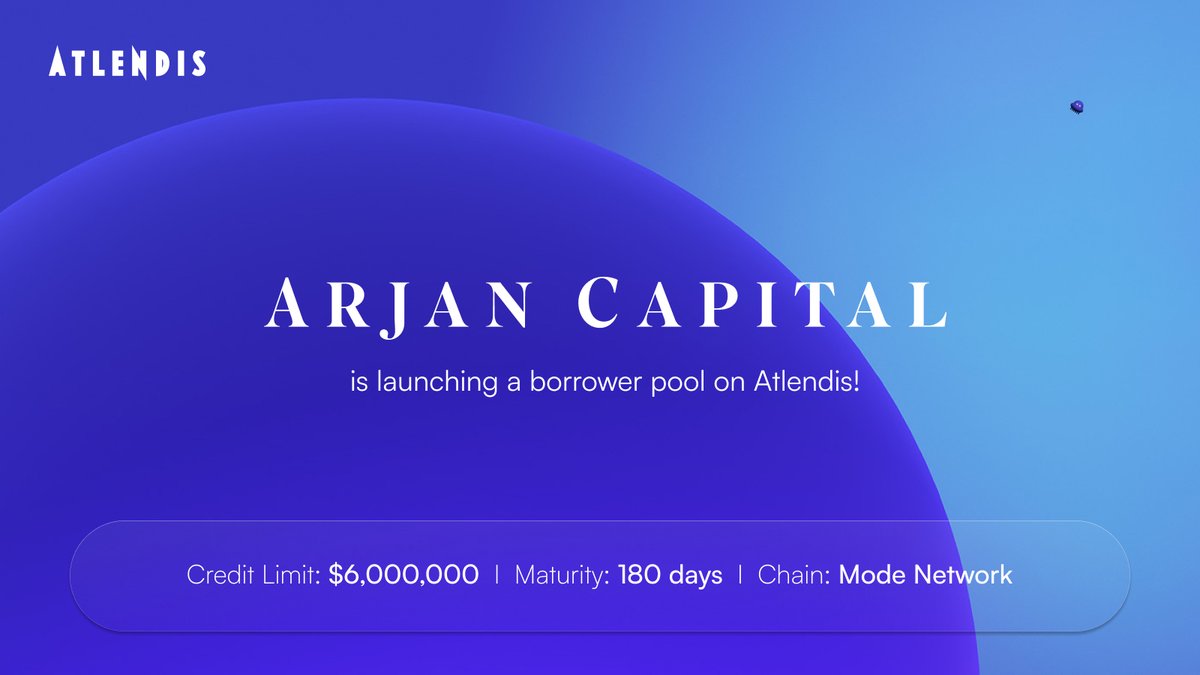 To support our recent launch on @modenetwork we're proud to release a new borrowing pool for Arjan Capital.

This launch marks a significant step forward in our ongoing effort to bridge traditional financial mechanisms with the innovative capabilities of blockchain technology.…