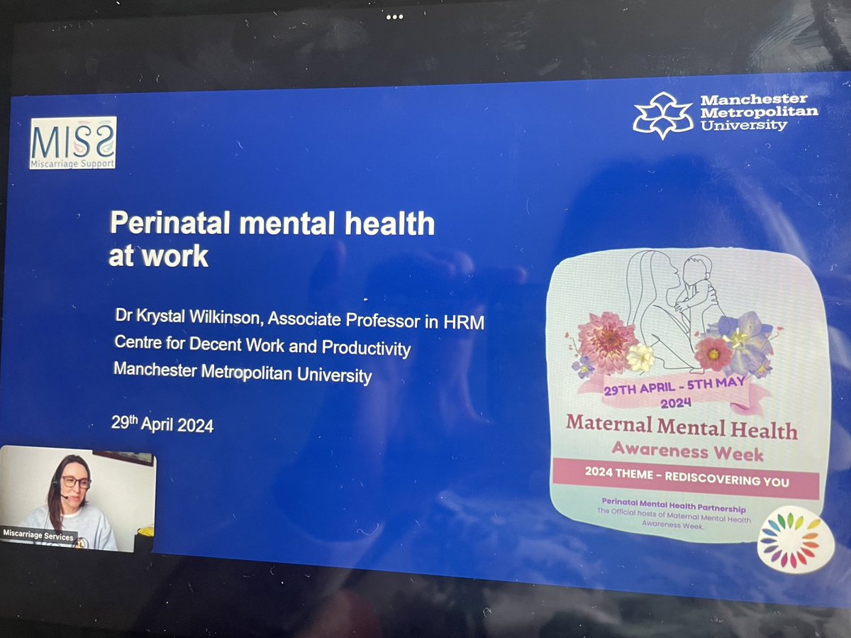Delighted to join @DrKrysWilkinson webinar to meet to hear about research in workplace support for perinatal mh. from a staffing point of view, coming back to work, such a crucial time for families and recovery! #mmhaw