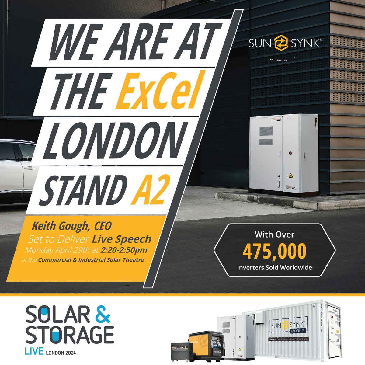 WE ARE AT THE SOLAR STORAGE LIVE, ExCel LONDON HALL 8 STAND A2
A Must-Attend Event!
Keith Gough, CEO Set to Deliver Live Speech TODAY at 2:20-2:50pm at the Commercial &amp; Industrial Solar Theatre