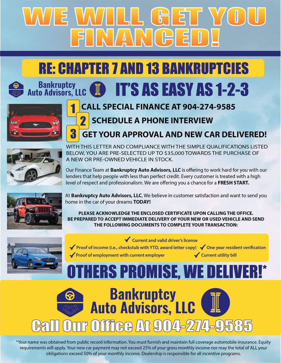 Why go anywhere else that CANNOT do the job or flat out disrespects the process by not doing the work right?
Let the professionals help your & and your clients!
#bankruptcy #chapter7 #chapter13 #carloans