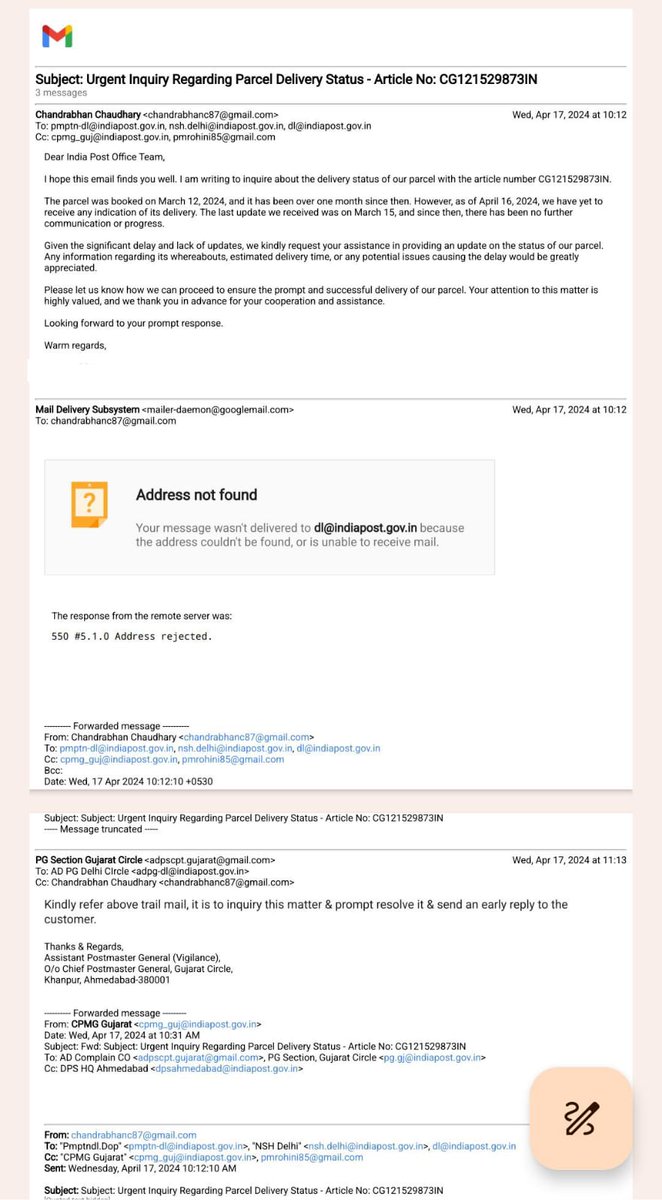 I implore @MinistryofPost and @ConsumerCourt_IN @jagograhakjago @BandBajaateRaho @IndiaPostOffice to intervene and ensure that my concerns are addressed promptly. As a consumer, I deserve transparency, accountability, and fair treatment. #LostParcel #NoResponse #ConsumerRights