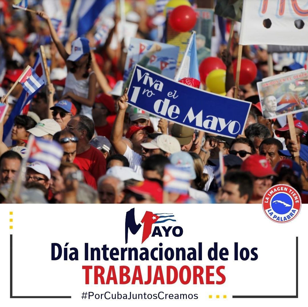 En #Cuba es honor desfilar el #1Mayo y expresar al mundo que los trabajadores tenemos conquistas, confianza y sueños de amistad, hermandad y prosperidad.
#UnMundoMejorEsPosible
#PorCubaJuntosCreamos 
¡Viva el 1ro de Mayo!