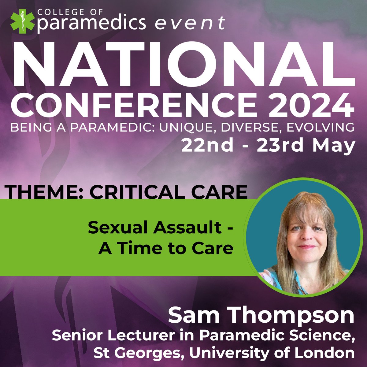 Alert!⏰The National Conference is just 23 days away!

Sam Thompson will explore how managing patients who have been sexually assaulted represents challenging moral and ethical dilemmas for any health care professional.

More info and booking 👉 bit.ly/3OyX24M