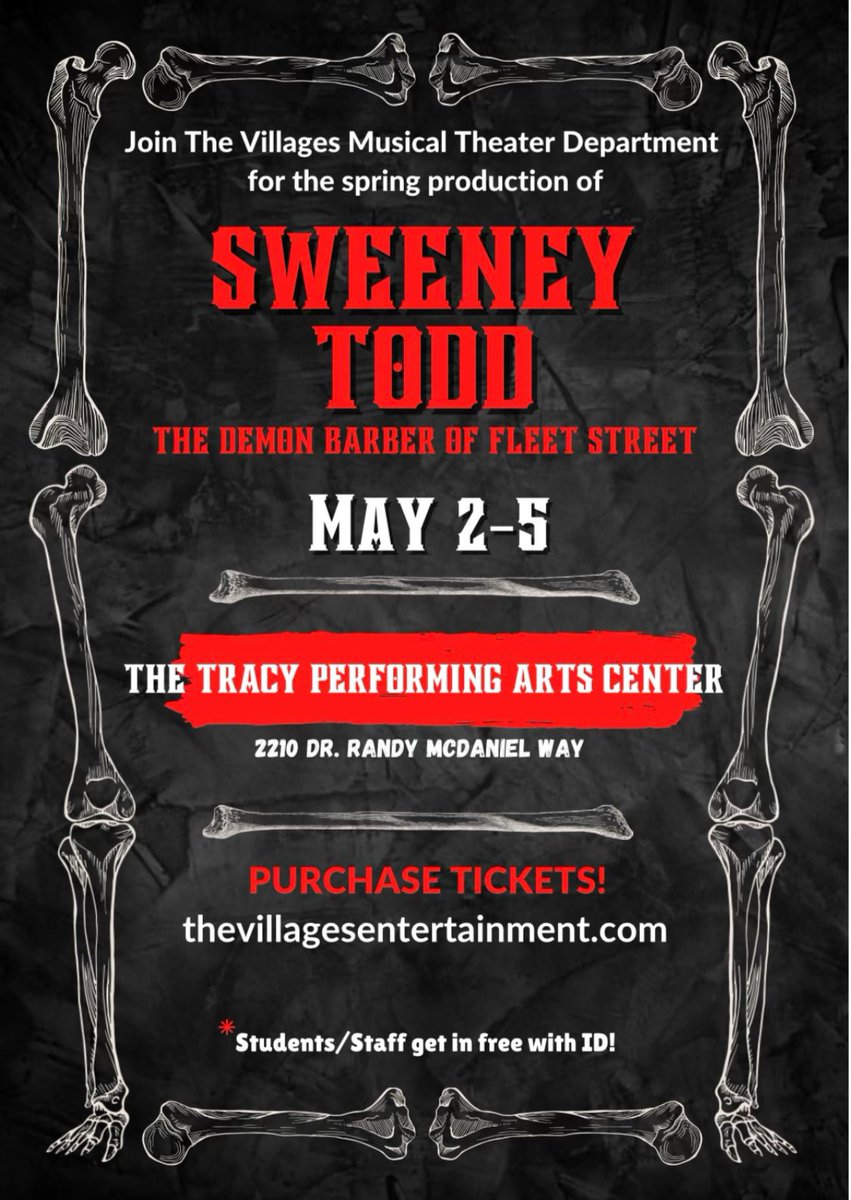 Toi, toi, toi to our friends at the Buffalo Theatre Department who are presenting their Spring Production: Sweeney Todd! Come out and support our talented students as they perform one of Broadway’s biggest hits from Stephen Sondheim!