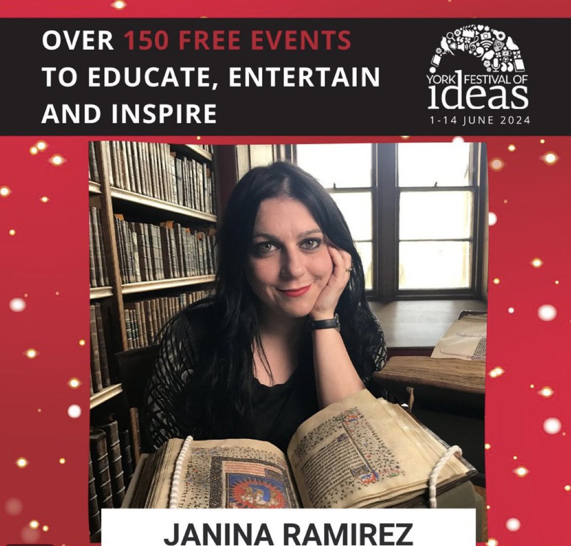 We're thrilled that historian and broadcaster @DrJaninaRamirez will be back at the @YorkFestofIdeas in June. See the medieval world with fresh eyes as she introduces the stories of some remarkable women struck out of history #YorkIdeas