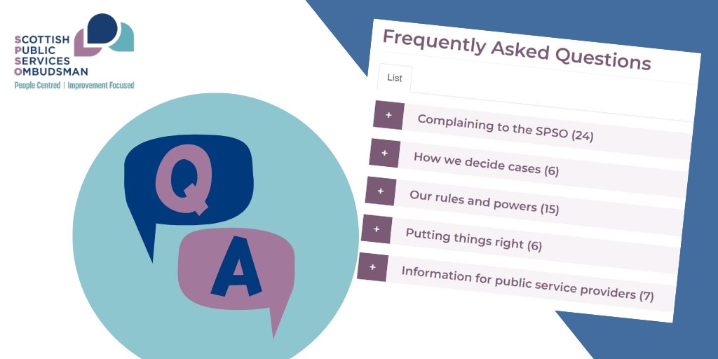 🔎 Did you know? We have a section on our website dedicated to Frequently Asked Questions when making a complaint to the SPSO, including how we decide cases, our rules and powers and much more. Check out the full list on our website here: spso.org.uk/faq-page #FAQ #SPSO