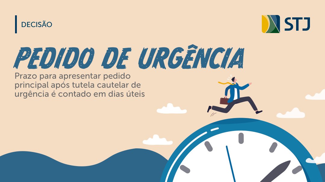 O prazo legal de 30 dias para que a parte beneficiada com a concessão do pedido de urgência apresente o pedido principal é contado em dias úteis, e não em dias corridos. Saiba mais: kli.cx/mvg6