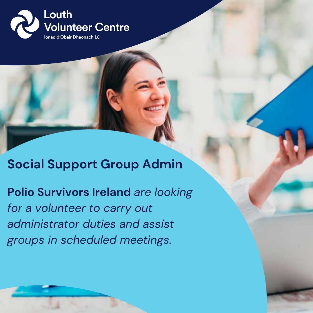 Social Support Group Admin! Polio Survivors Ireland are looking for a volunteer to carry out duties such as assisting groups and scheduling meetings. IT and office administration skills are desirable. 6 hours monthly. buff.ly/4d9oCAg #volunteerlouth #administrator