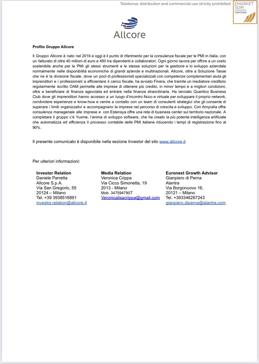 thymosbc's tweet photo. 🌟Allcore spa perfeziona il Closing dell'acquisizione del 51% di IREC🌟

🚀Thymos ha agito come advisor finanziario di Allcore Spa nell'operazione di acquisizione della maggioranza.

#Aquisizione #Innovazione #Crescita #GrazieATutti #businessadvisors #business #borsaitaliana https://t.co/Y0oBBVUuiY