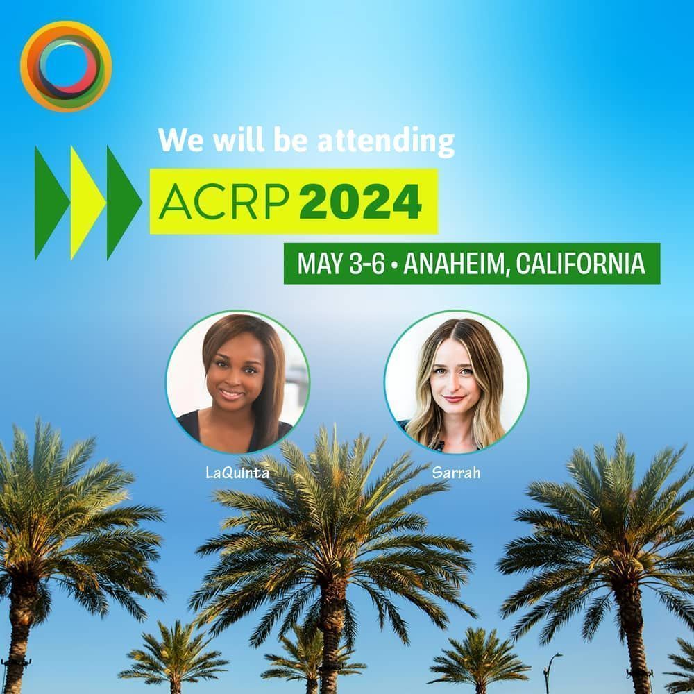 This Friday our team will be at #ACRP2024 in Anaheim, California.

🌴  LaQuinta Jernigan, Chief Operating Officer
🌴  Sarrah Val, Vice President, Global Sales 

We are looking forward to connecting with our clinical peers & attending many insightful sessions.

#ClinicalTrials