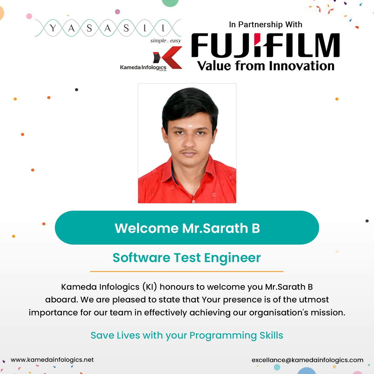 Welcome to the Kameda Family! 🌟 We are thrilled to introduce our newest team members who have joined us on this exciting journey. 👋 Join us in extending a warm welcome to Mr.Sarath B!🎉 #newhires #welcomeaboard #teamworkmakesthedreamwork