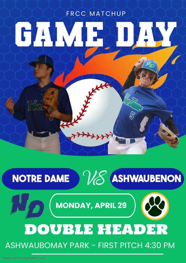 NDA Baseball (@ndatritonbase) on Twitter photo GAME DAY!!!
The Tritons travel to Ashwaubenon for a <a href="/frccathletics/">Fox River Classic Conference</a> Matchup
DOUBLE HEADER - First Pitch 4:30 pm
Ashwaubomay Park
<a href="/NDATritonSports/">Notre Dame Academy Athletics - Green Bay, WI</a> <a href="/PrepBaseballWI/">Prep Baseball Wisconsin</a> GAME DAY!!!
The Tritons travel to Ashwaubenon for a <a href="/frccathletics/">Fox River Classic Conference</a> Matchup
DOUBLE HEADER - First Pitch 4:30 pm
Ashwaubomay Park
<a href="/NDATritonSports/">Notre Dame Academy Athletics - Green Bay, WI</a> <a href="/PrepBaseballWI/">Prep Baseball Wisconsin</a>