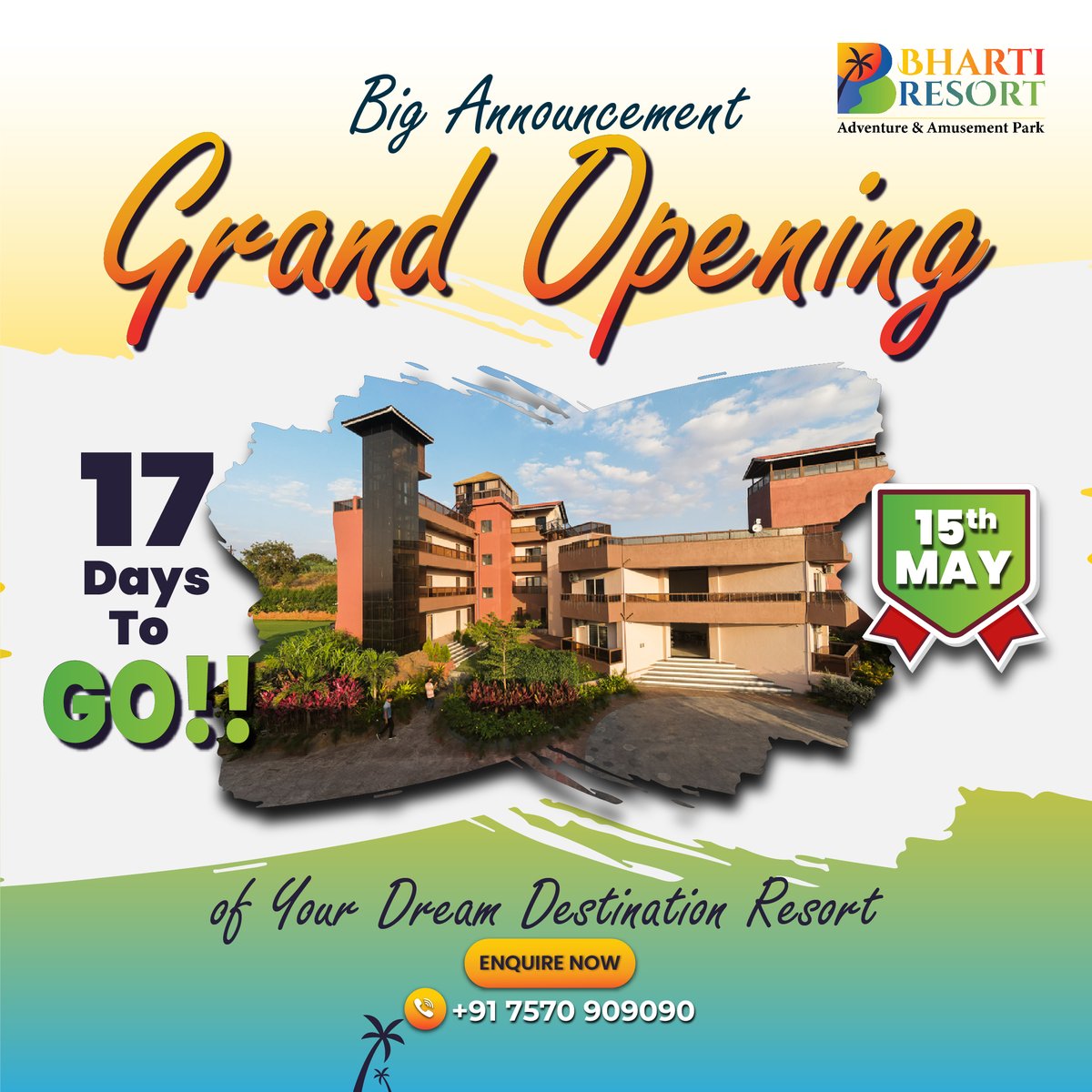 🎉 Only 17 Days Left Until the Grand Opening of Bharti Resort! 🎉🏖️

Join us for the grand unveiling of Bharti Resort, where every moment is crafted to perfection & every experience is designed to enchant. 🌺

#bhartiresort #countdownbegins #grandopening #luxurytravel