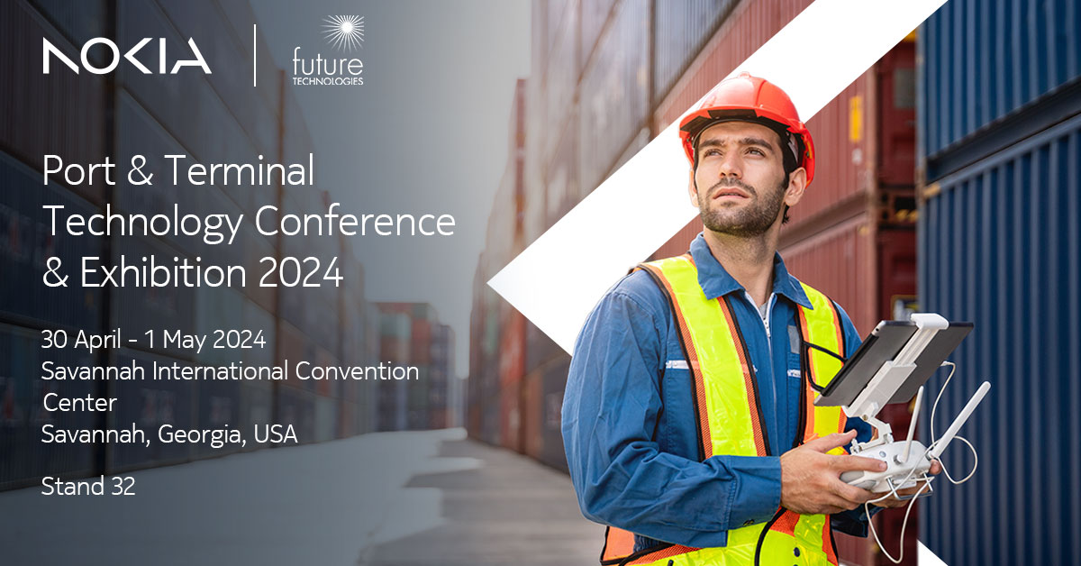 Join us tomorrow at the Port & Terminal Technology Conference & Exhibition 2024, where we and @futuretechllc will be at Stand 32, showcasing our cutting-edge solutions for port and terminal operations. Don't miss this opportunity to connect and learn: nokia.ly/3JDTlYN