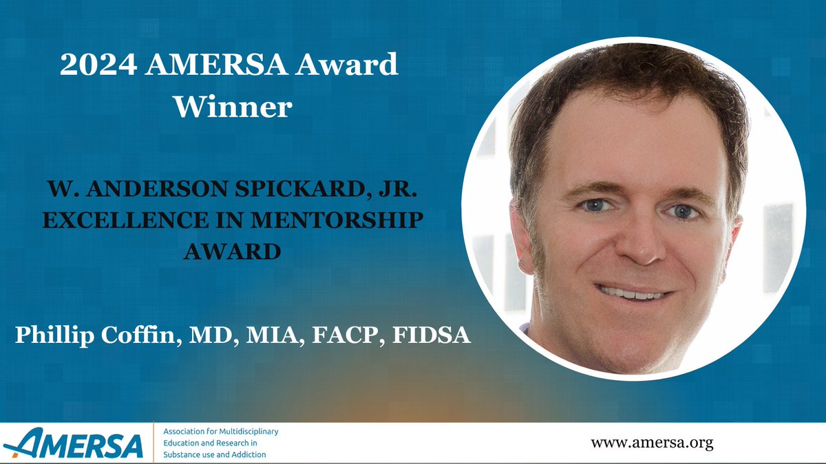 🏆 Congratulations to Dr. Phillip Coffin for being named AMERSA's 2024 awardee of the W. Anderson Spickard, Jr. Excellence in Mentorship award. 'His expertise, dedication, and commitment to excellence have been instrumental in our joint success.'